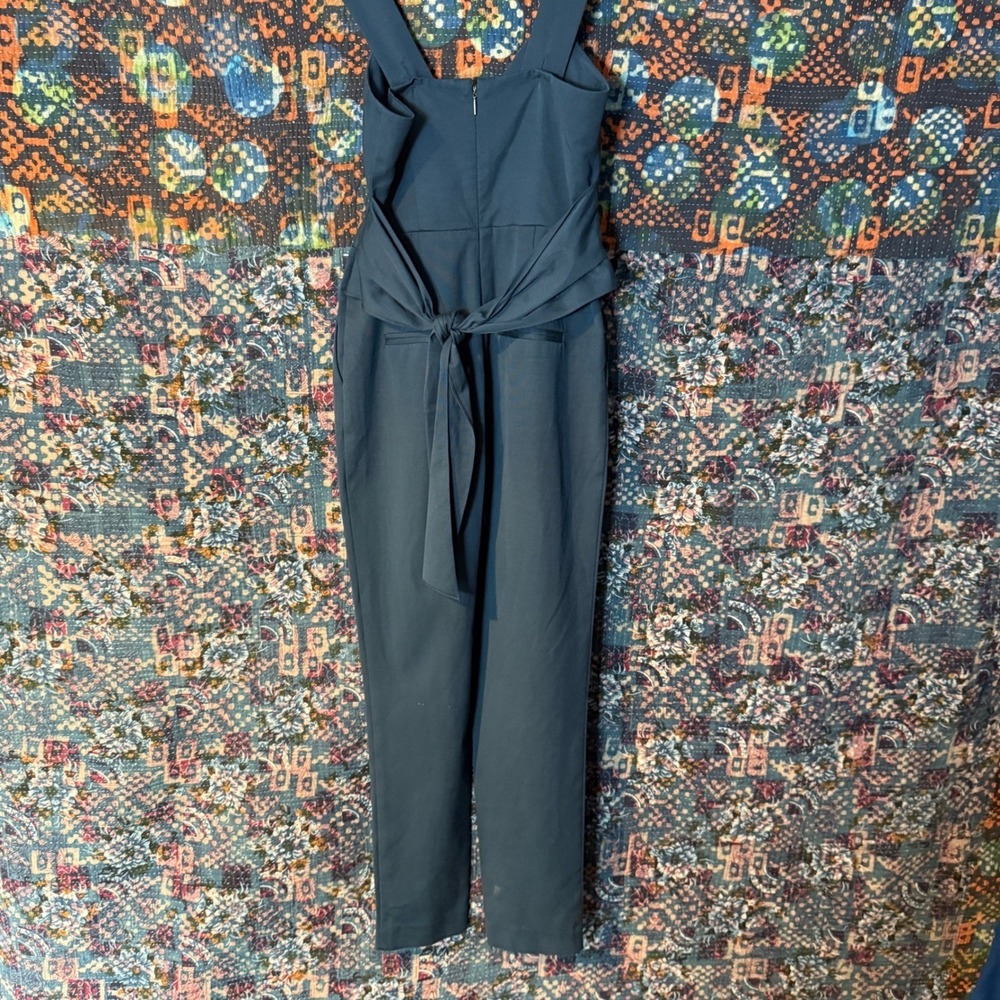 Rebecca Taylor Jumpsuit Navy Blue Wrap‎ Front Tie Back Size 00 Sleeveless Romper - Picture 2 of 8